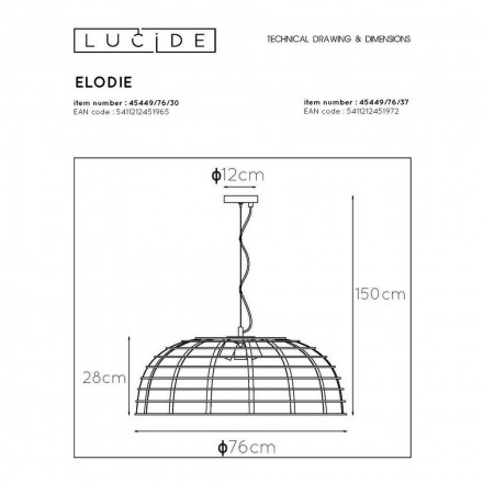 Подвесная люстра Lucide Elodie 45449/76/30