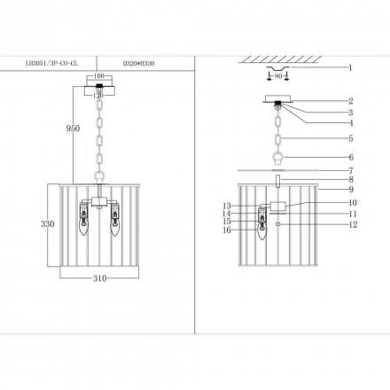 Подвесной светильник Lumien Hall Доло LH3051/3P-CO-CL
