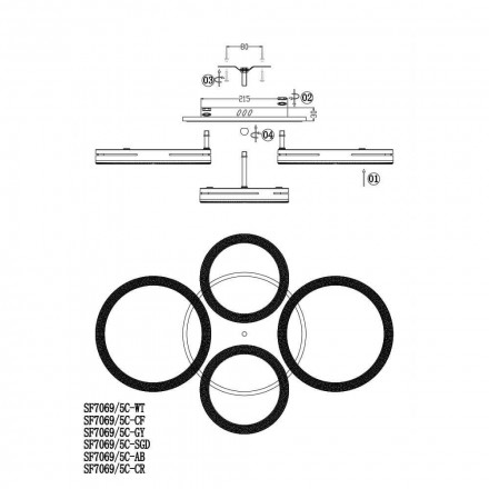 Потолочная люстра Seven Fires Loyano SF7069/5C-WT-BL