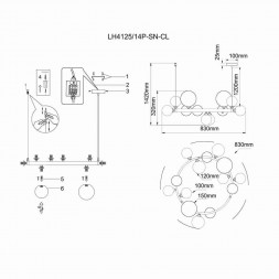 Подвесная люстра Lumien Hall Lovrenc LH4125/14P-SN-CL