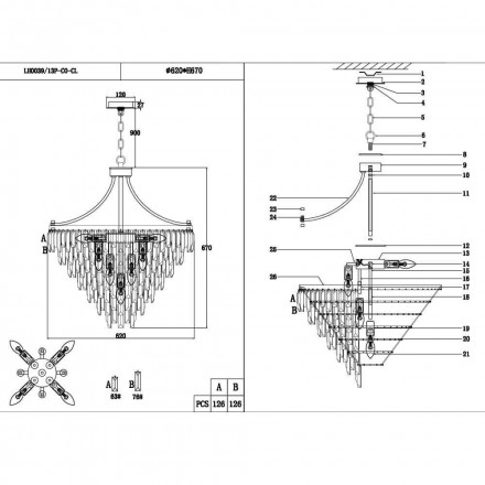 Подвесная люстра Lumien Hall Novello LH0039/13P-CO-CL