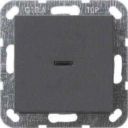 Выключатель кнопочный одноклавишный Gira System 55 с подсветкой 10A 250V антрацит 012228