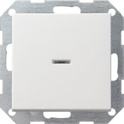 Выключатель кнопочный одноклавишный Gira System 55 с подсветкой 10A 250V чисто-белый глянцевый 012203