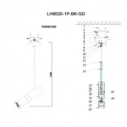 Подвесной светильник Lumien Hall Саурис LH8020/1P-BK-GD