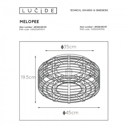 Потолочный светильник Lucide Melopee 45148/45/30