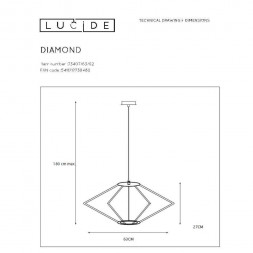 Подвесной светильник Lucide Diamond 73407/63/02