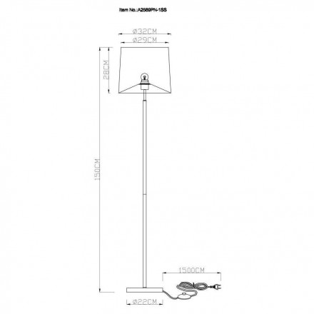 Торшер Arte Lamp Rodos A2589PN-1SS