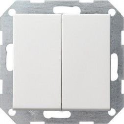 Переключатель кнопочный двухклавишный перекрестный Gira System 55 10A 250V чисто-белый шелковисто-матовый 012827