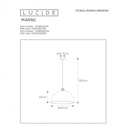 Подвесной светильник Lucide Marne 30485/40/44