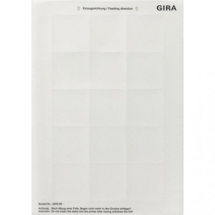 Пленка для надписей Gira System 55 для сигнального светильника и подсветки прозрачный 287000