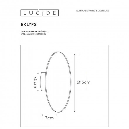 Настенный светильник Lucide Eklyps Led 46201/06/02