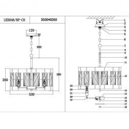 Подвесная люстра Lumien Hall Barumini LH3046/6P-CO