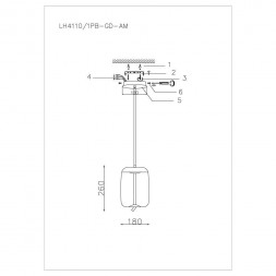 Подвесной светильник Lumien Hall Avila LH4110/1PB-GD-AM