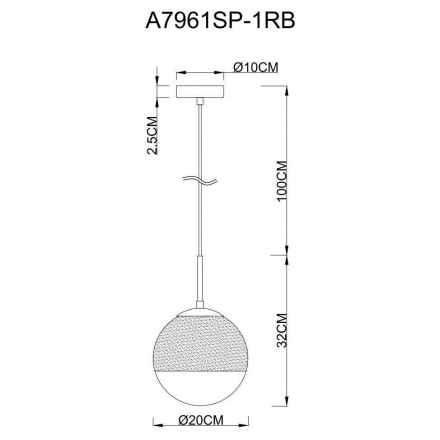 Светильник подвесной Arte Lamp Jupiter Copper A7961SP-1RB