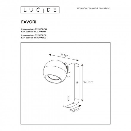 Спот Lucide Favori 09932/11/30