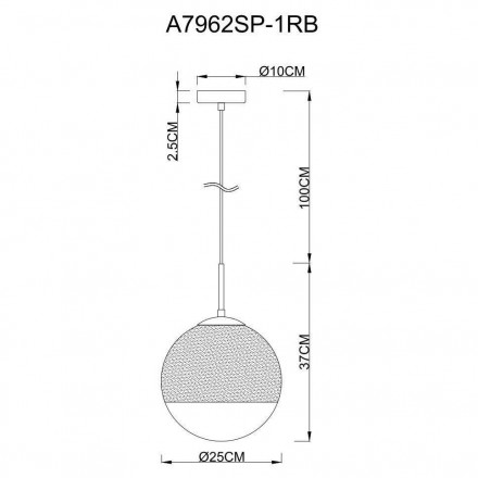 Светильник подвесной Arte Lamp Jupiter Copper A7962SP-1RB