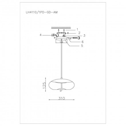 Подвесной светильник Lumien Hall Avila LH4110/1PD-GD-AM