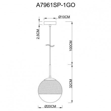 Светильник подвесной Arte Lamp Jupiter Gold A7961SP-1GO