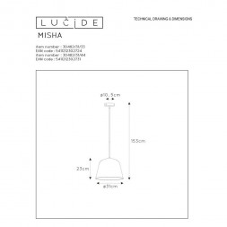 Подвесной светильник Lucide Misha 30482/31/33