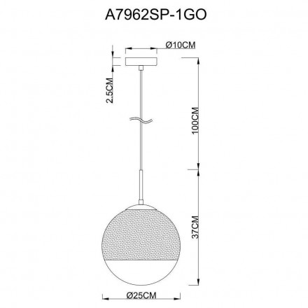 Светильник подвесной Arte Lamp Jupiter Gold A7962SP-1GO