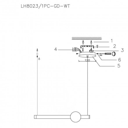 Подвесной светильник Lumien Hall Greniya LH8023/1PC-GD-WT