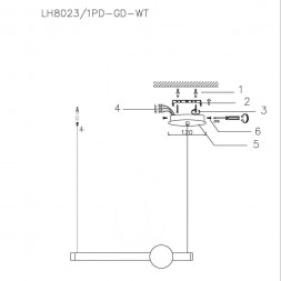 Подвесной светильник Lumien Hall Greniya LH8023/1PD-GD-WT