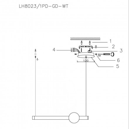 Подвесной светильник Lumien Hall Greniya LH8023/1PD-GD-WT
