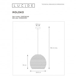 Подвесной светильник Lucide Moloko 03437/60/44