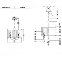 Подвесная люстра Lumien Hall Lenora LH3062/3P-CO-CL