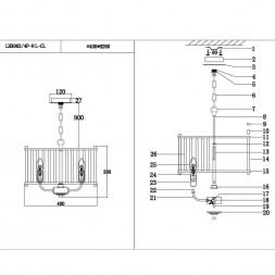 Подвесная люстра Lumien Hall Lenora LH3062/4P-NL-CL