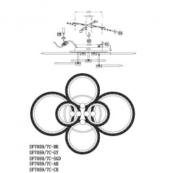 Потолочная люстра Seven Fires Ejlev SF7059/7C-GY-RGB